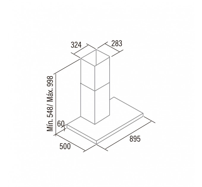 Витяжка Cata Т-подібна, 90см, 1065м.куб/год, Legend 9000 xgbk, чорний