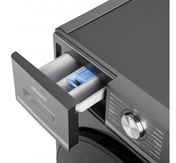 Стиральная машина ARDESTO фронтальная Black Mars, 6кг, 1200, А++, 45см, дисплей, пар, серый