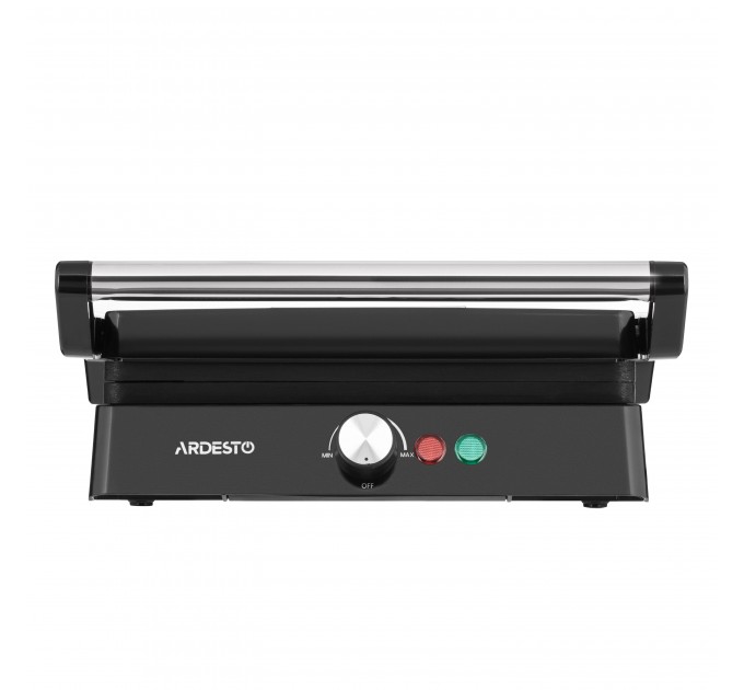 Гриль ARDESTO прижимной 1800Вт, раскрытие на 180°, металл, черно-серебристый