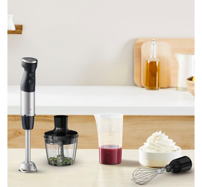 Блендер Tefal погружной Quickchef+ 1000Вт, 3в1, чаша-800мл, чопер-500мл, турборежим, серебристо-черный