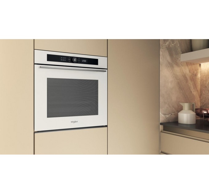 Духова шафа Whirlpool електрична, 73л, A+, дисплей, конвекція, піроліз, телескопічні напрямні, білий