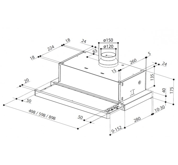 Вытяжка Faber телескопическая, 60см, 701м.куб/ч, Flexa Ng Hip Am X A60, нерж