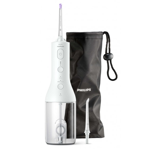 Іригатор Philips портативний Sonicare Cordless Power Flosser 3000, чаша 250 мл, чохол, 2 насадки , білий