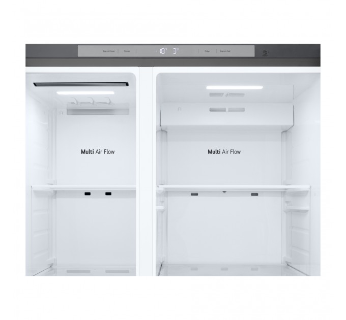 Холодильник LG SBS, 179x91х74, холод.відд.-423л, мороз.відд.-241л, 2дв., E, NF, інв., диспл внутр., сріблястий