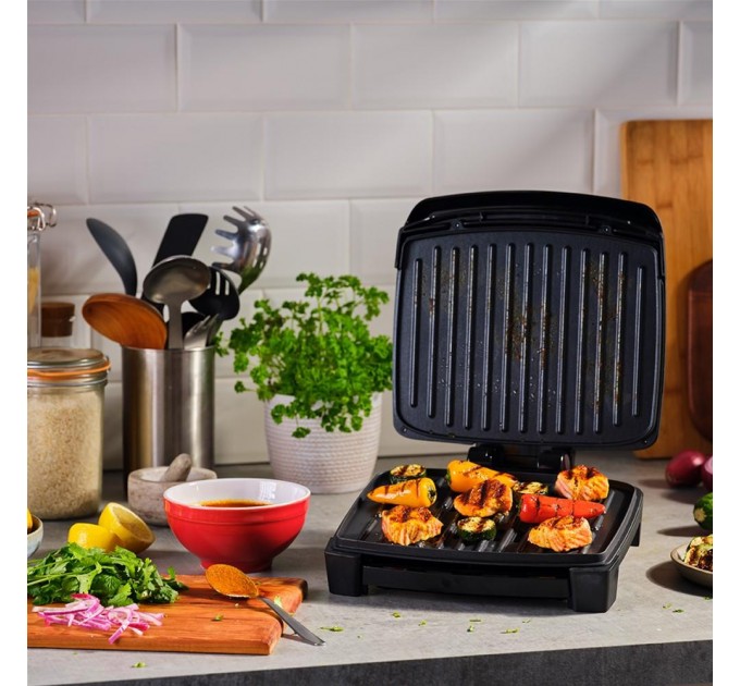 Гриль George Foreman прижимний Immersa Medium, 1300Вт, темп. режимів-1, з`ємні пластини, метал, пластик, чорний