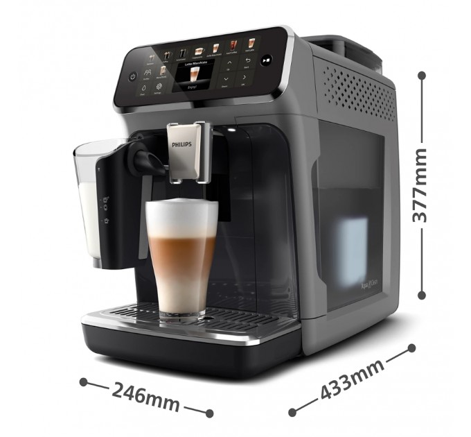 Кофемашина Philips Series 5500, 1.8л, зерно+мол., автомат.капуч, дисплей, авторецептов -22, холодн. кафе, серебристо-черный