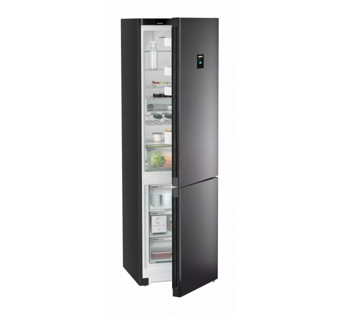 Холодильник Liebherr с нижн. мороз., 201.5x59.7х67.5, холод.отд.-266л, мороз.отд.-94л, 2дв., А+++, NF, диспл внутр., черный