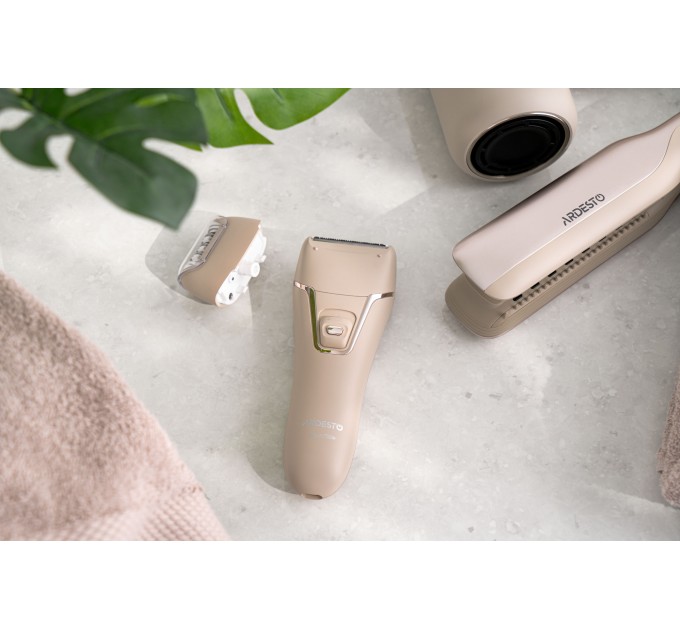 Эпилятор ARDESTO 2в1 Pearl Cream LESH-Y700PERL, пинцетный, аккумул., пинцет.-18, сух., насадок-2, бежевый