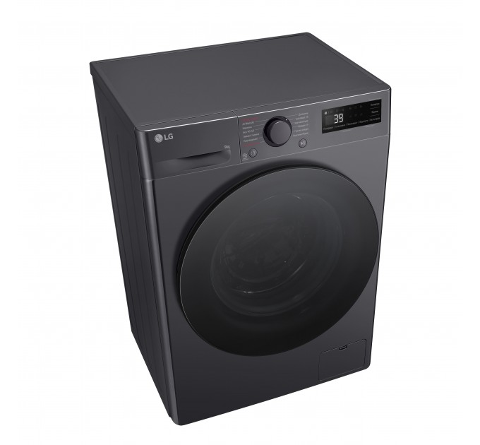 Стиральная машина LG фронтальная, 9кг, 1200, A, 48см, дисплей, пар, инвертор, черный F2Y5FS5J