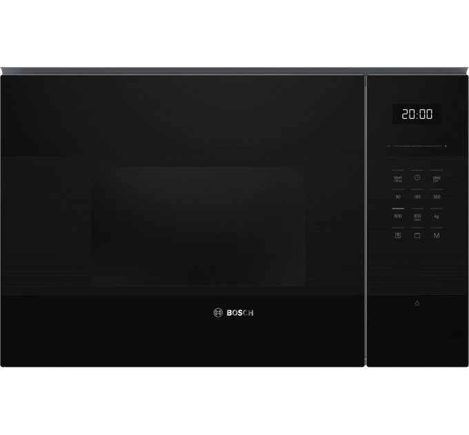 Мікрохвильова піч Bosch вбудована, 25л, електр. керув., 900Вт, гриль, дисплей, чорний