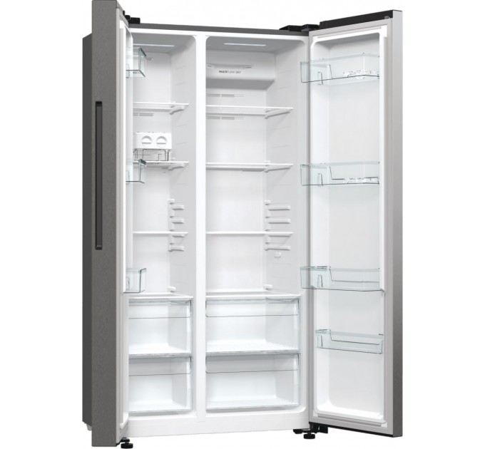 Холодильник SBS Gorenje, 179х67х92см, 2 дв., 356(191)л, А++, NF+, Инв. , Зона св-ти, Внешн.диспл, матовый серый