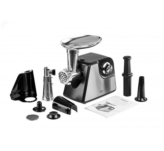 Мясорубка ARDESTO, 1700Вт, 1.6кг/мин, 2 решетки, насадка для колбас, кеббе, томатов, пластик/металл, черно-серебристый