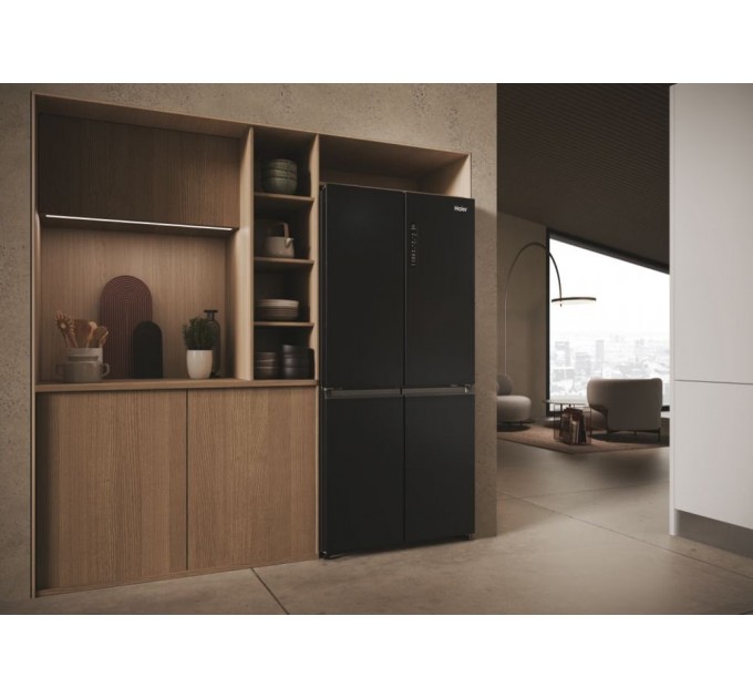 Холодильник Haier багатодверний, 181.5x83.3х65, холод.відд.-311л, мороз.відд.-156л, 4дв., А+, NF, інв., дисплей, чорний