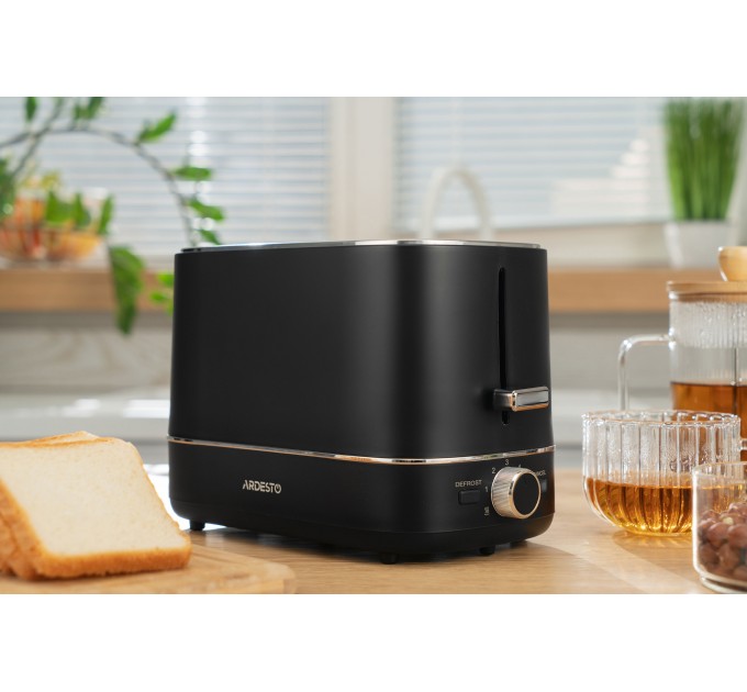 Тостер ARDESTO Timeless Elegance, 800Вт, пластик, 2 слота, чорний