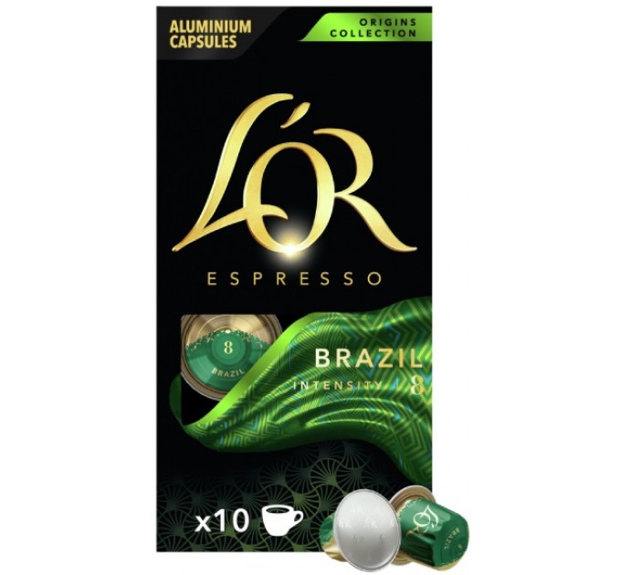 Кофе L`OR капсулы, Espresso Brazil Origins Collection, арабика, 10шт, Nespresso
