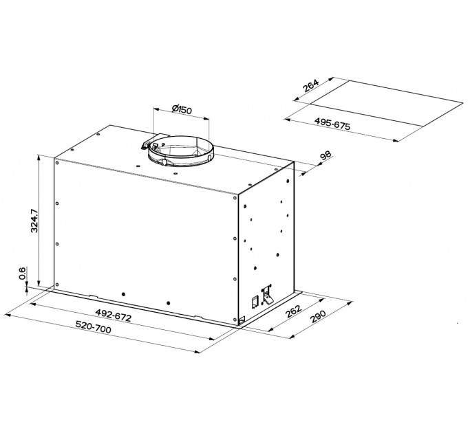 Вытяжка Faber встраиваемая, 52см, 1119м.куб/ч, Inka Lux Premium Bk Matt A52 Kl, черный матовый