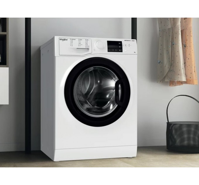Стиральная машина Whirlpool фронтальная, 7кг, 1200, A+++, 43.5см, дисплей, пар, инвертор, люк черный, белый