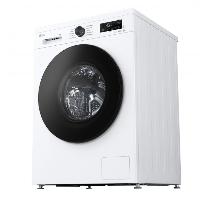Пральна машина LG фронтальна, 9кг, 1400, A, 55см, дисплей, пара, інвертор, білий