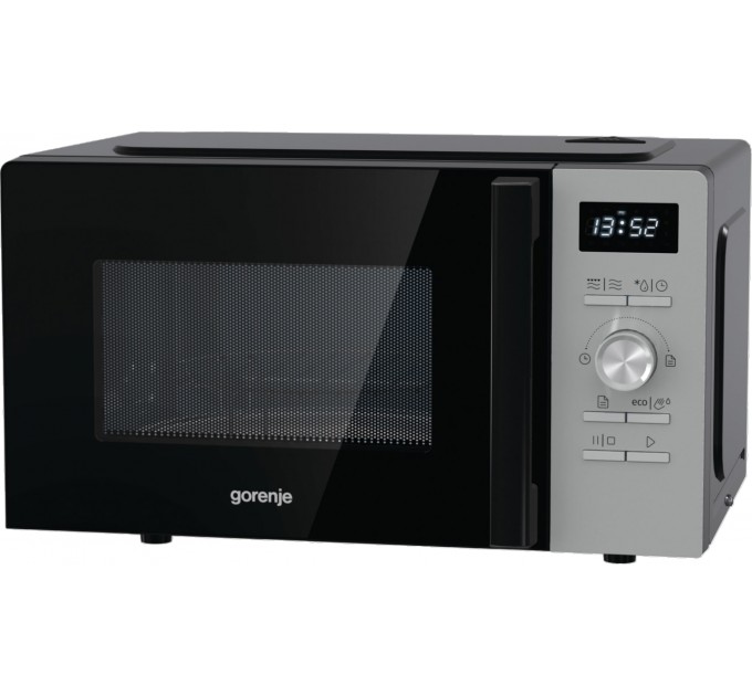 Мікрохвильова піч Gorenje, 20л, електр. керув., 800Вт, гриль, дисплей, 11 програм, нерж