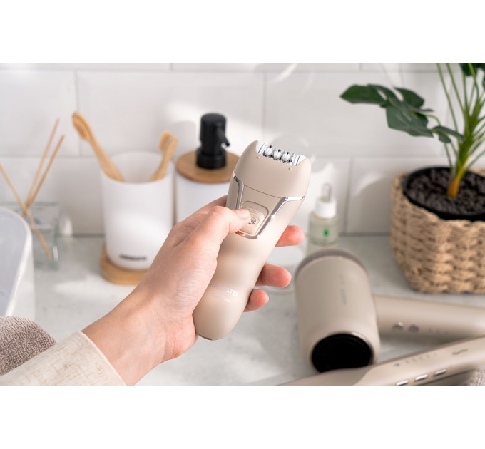 Эпилятор ARDESTO 2в1 Pearl Cream LESH-Y700PERL, пинцетный, аккумул., пинцет.-18, сух., насадок-2, бежевый