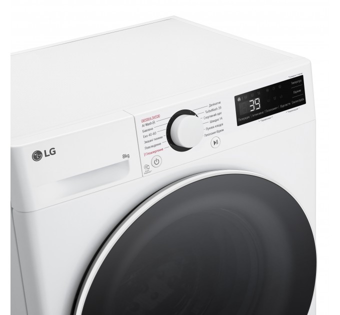 Стиральная машина LG фронтальная, 8кг, 1200, A, 48см, дисплей, пар, инвертор, белый