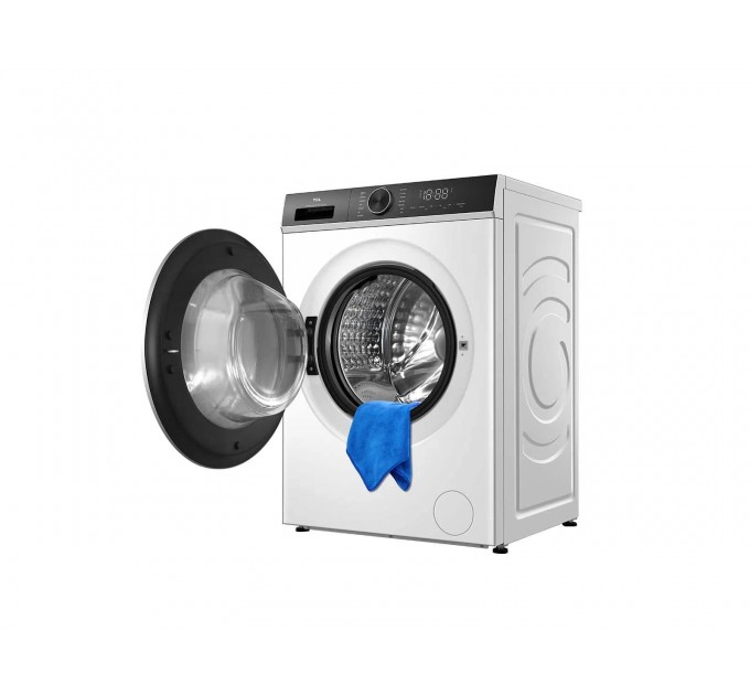 Стиральная машина TCL фронтальная, 8кг, 1400, A+++, 53см, дисплей, пар, инвертор, белый