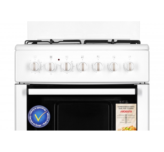 Плита ARDESTO комби, 64л, 60x60см, подсветка, форсунки LPG (подключение газового баллона), съемные направляющие, белый