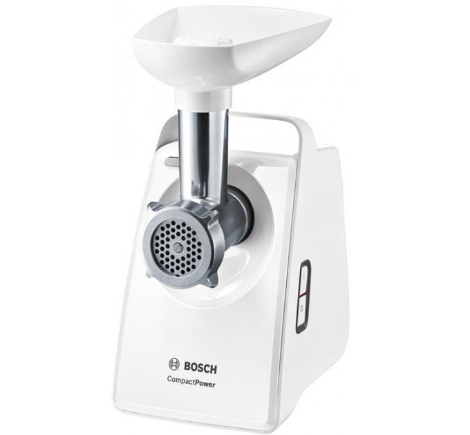 Мясорубка Bosch, 1500Вт, 1.8кг/мин, 2 решетки, насадка для колбас, кеббе, пластик, белый