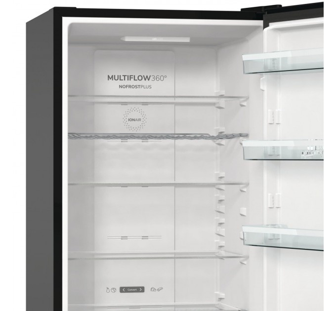 Холодильник з нижн. мороз. камерою Gorenje NRK620EABXL4, 200х60х60см, 2 двері, 235( 96)л, А++, Total NF , Зона св-ті, Зовн. Дисп