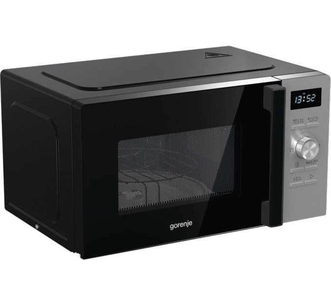 Мікрохвильова піч Gorenje, 20л, електр. керув., 800Вт, гриль, дисплей, 11 програм, нерж