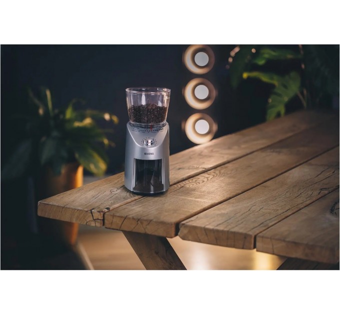 Кофемолка Nivona жернова 100Вт, объем зерен-200г, регул.степень помола, пластик, серебристый