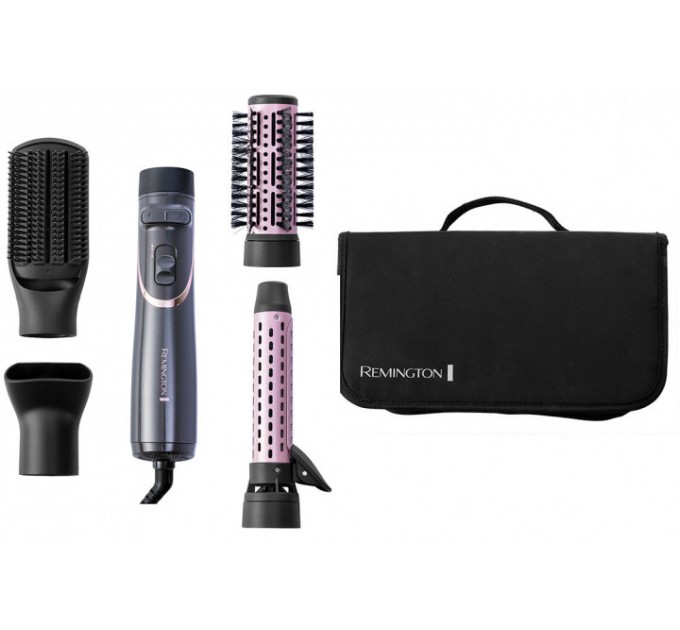 Фен-щетка Remington Curl & Straight Confidence, 800Вт, режимов-2, иониз-я, вращ., хол. обдув, кейс, керамика, серый