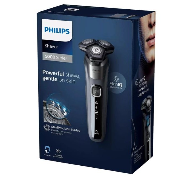 Бритва електр. Philips Series 5000 роторная, 9Вт, бритв.головок-3, Li-Ion, сух.+влажн., триммер, чехол, серый