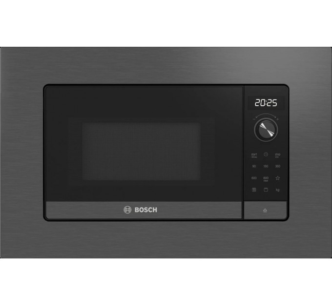 Мікрохвильова піч Bosch вбудована, 20л, електр. керув., 800Вт, дисплей, чорний-нержавійка