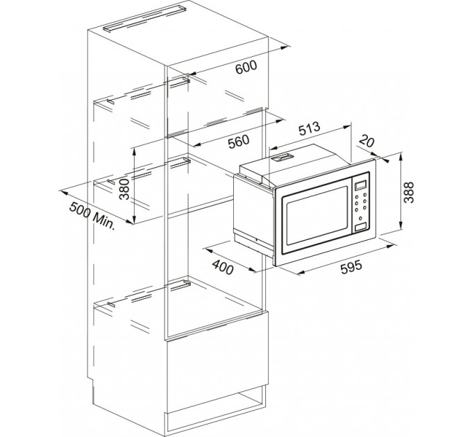 Микроволновая печь Franke встраиваемая, 25л, 900Вт, гриль, дисплей, сенсорн, черное стекло+нерж