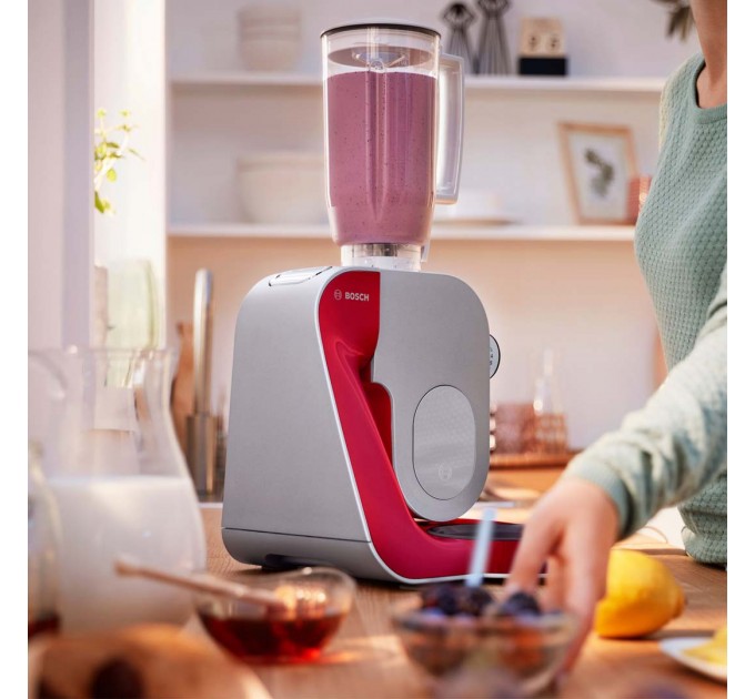 Кухонна машина Bosch 1000Вт, чаша-метал, корпус-пластик, насадок-8, червоний