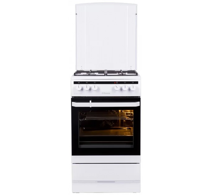 Плита Hansa комбінована, 62л, 50x60см, конвекція, чавун, білий