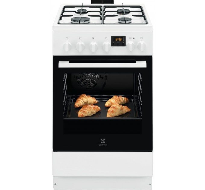 Плита Electrolux комбинированная, 57л, 50x60см, дисплей, конвекция, белый
