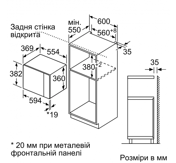 Мікрохвильова піч Bosch вбудована, 25л, електр. керув., 900Вт, гриль, дисплей, білий