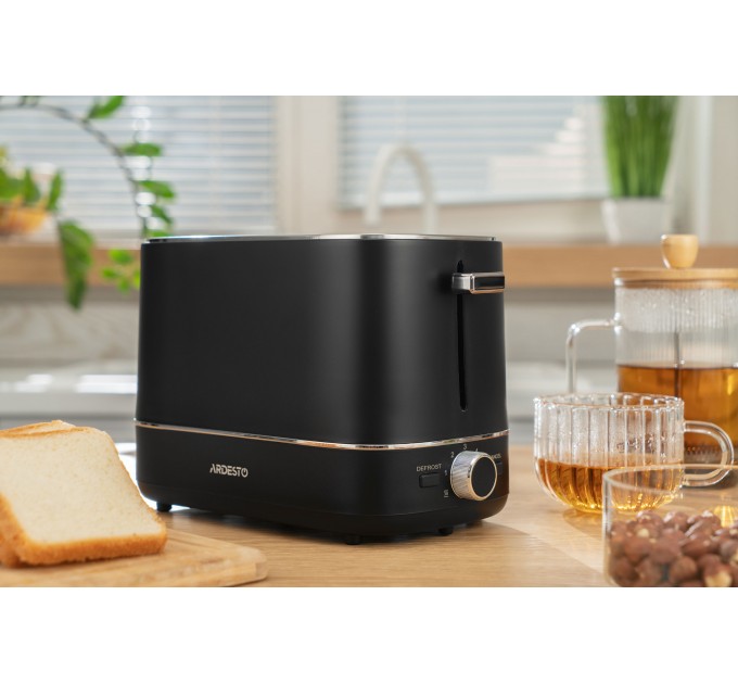 Тостер ARDESTO Timeless Elegance, 800Вт, пластик, 2 слота, чорний