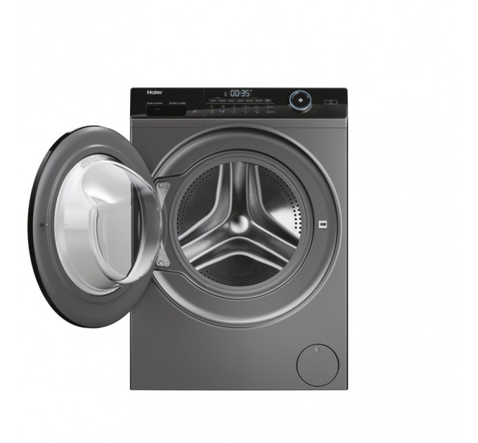Стирально-сушильная машина Haier фронтальная, 8(5)кг, 1400, A, 46см, дисплей, пар, инвертор, люк черный, прямой привод, серебристый