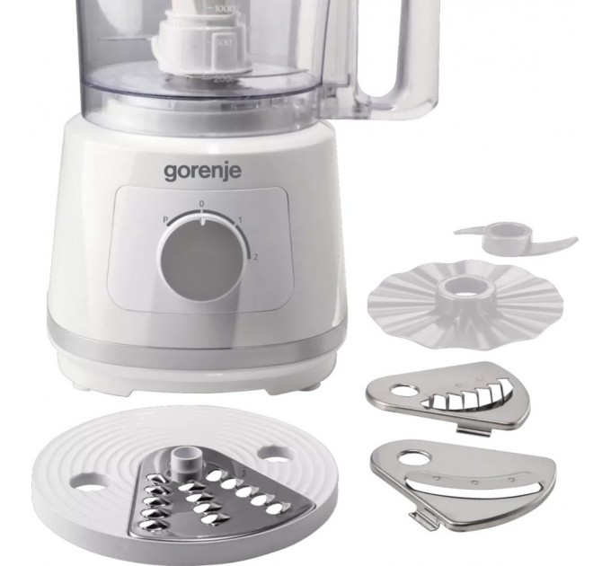 Кухонна машина Gorenje 800Вт, чаша-пластик, корпус-метал/пластик, насадок-5, білий