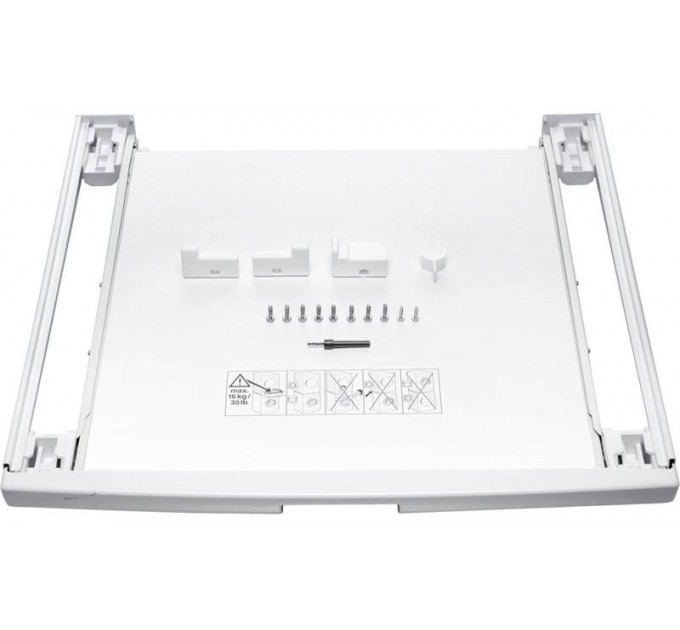 Комплект монтажний Bosch для з'єднання пральної машини з сушильною машиною, висувна полиця, білий