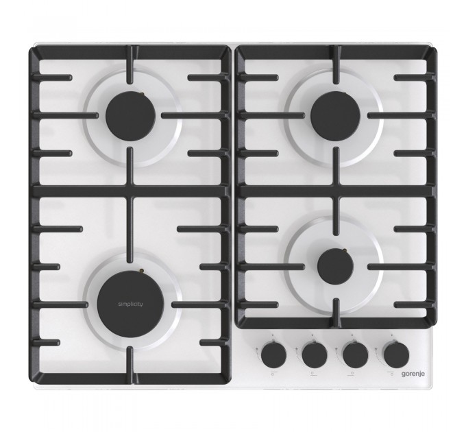 Варильна поверхня Gorenje газова на склі, 60см, чавун, білий