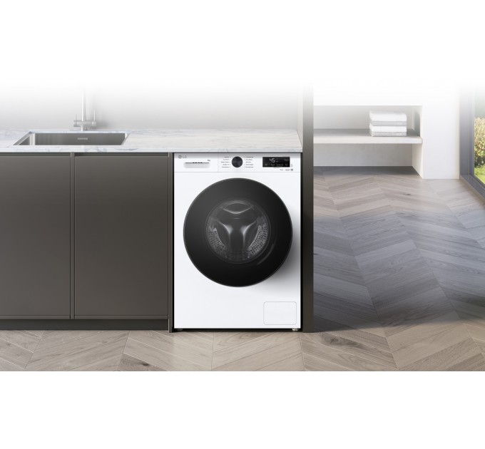 Пральна машина LG фронтальна, 9кг, 1400, A, 55см, дисплей, пара, інвертор, білий