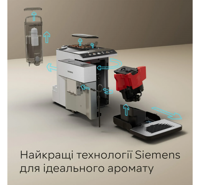 Кофемашина Siemens 1.9л, зерно + молоко, автомат.капучинатор, авторецептов - 10, белый
