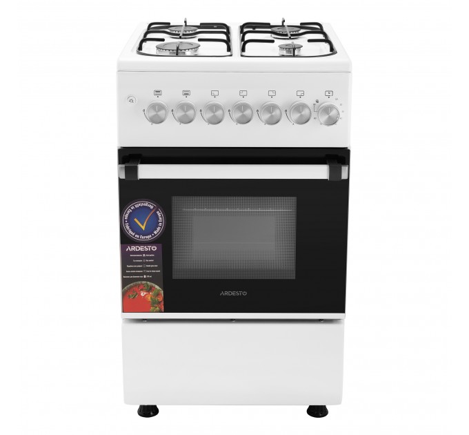 Плита ARDESTO газовая, 50л, 50x60см,электроподжиг, таймер, форсунки LPG (подключение газового баллона), белый