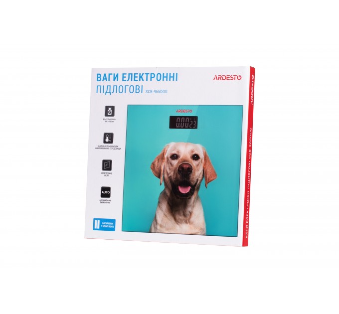 Весы ARDESTO напольные Dog, 150кг, AAAx2 в компл, стекло, многоцветные
