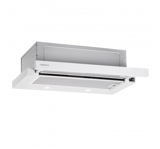 Вытяжка ARDESTO телескопическая, метал, 60см, 450м3ч, метал, 2х1Вт LED, кнопочное, белый