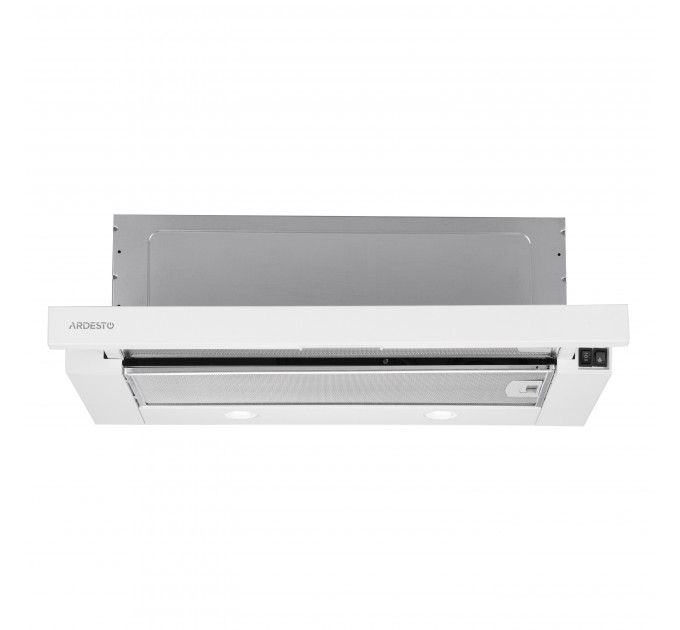 Вытяжка ARDESTO телескопическая, метал, 60см, 450м3ч, метал, 2х1Вт LED, кнопочное, белый